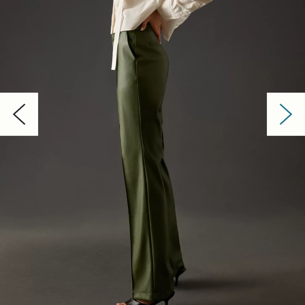 Avec Les Files Green Faux leather pants - Picture 4 of 5